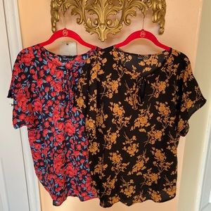 [SOLD] 2 Shein Floral Blouse Tops Large